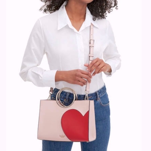 ♥️KATE SPADE♥️ NEW YORK Heart it Sam Purse Handbag Crossbody Pink Red Like new - Picture 3 of 16
